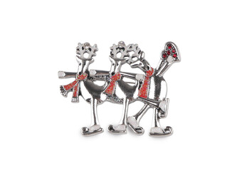 Brož sobi na bruslích, sněhuláci - 1 ks - 2 červená sob Brož sobi na bruslích, sněhuláci - 1 ks - 2 červená sob