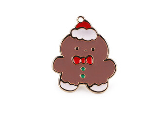 Vánoční brož / odznak - 1 ks - 4 béžová tm. perníček