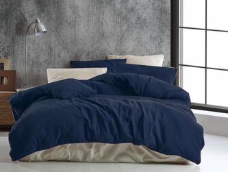 Prodloužené mušelínové povlečení 140x220, 70x90cm tmavě modré