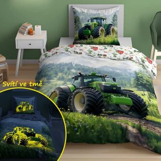DETEXPOL Povlečení Traktor z hor svítící  Bavlna, 140/200, 70/80 cm