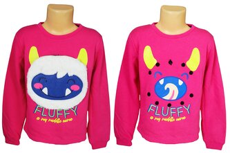 Dívčí mikina LEMON BERET FLUFFY přes hlavu s 3D aplikací, růžová, velikost: 128/134