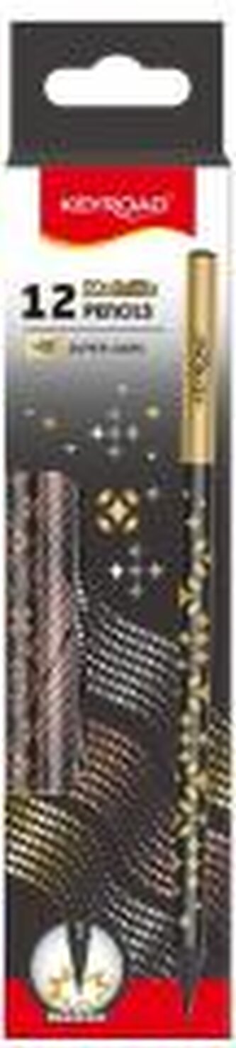 Ołówek Metallic okrągły czarne drewno 12szt