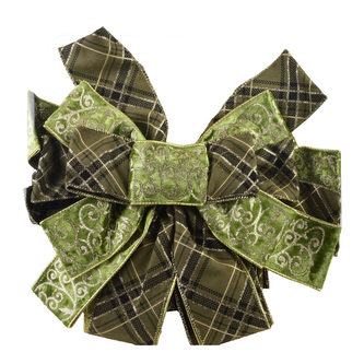 SANTA LILA Kokarda 32x130cm zielona krata