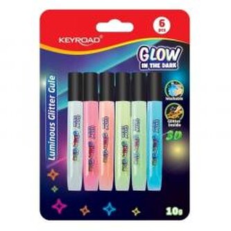 Klej brokatowy fluorescencyjny 10ml 6 kolorów Klej brokatowy fluorescencyjny 10ml 6 kolorów