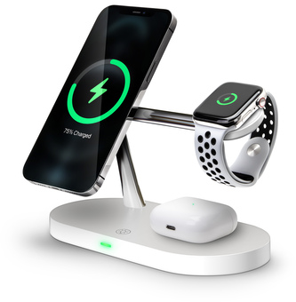 CONNECT IT MultiCharge 5 v 1 MagSafe Wireless Fast Charge bezdrátová nabíječka, BÍLÁ