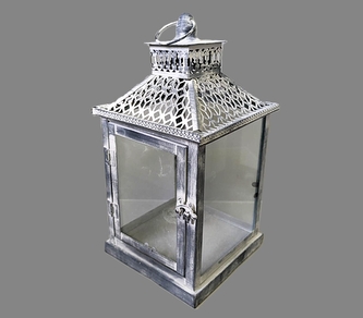 Lampa šedá patina kov se sklem