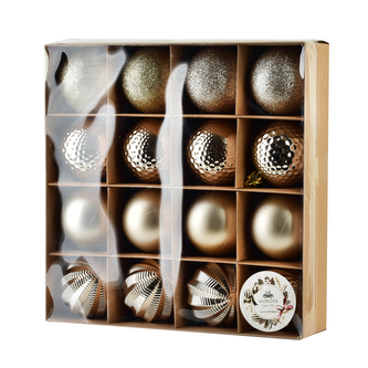 SANTA LILA Komplet 16 bombek złote