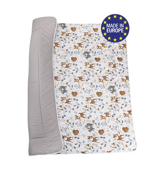 Bomimi HRACÍ deka 120x120, bavlna, oboustranná lesní zvířátka, béžová