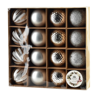 SANTA LILA Komplet 16 bombek srebrnych