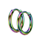 OPN1922W-14 Duhové ocelové náušnice kroužky 14mm