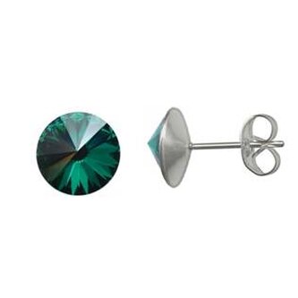 NU003-EM Ocelové náušnice Crystals from Swarovski® 6mm, EMERALD
