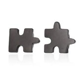 OPN1042-K Černé ocelové náušnice PUZZLE