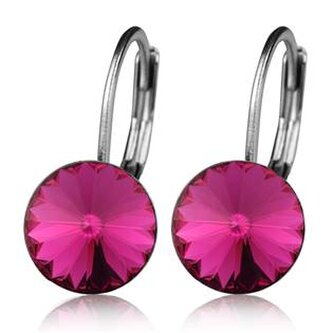 NBS08-FU Ocelové náušnice s krystaly Swarovski® FUCHSIA
