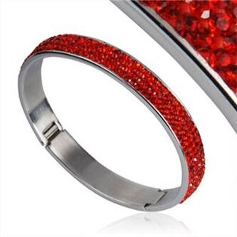 BSW1008 Ocelový náramek - červené krystaly
