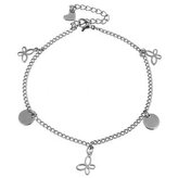 RN1137-ST Ocelový náramek na nohu s přívěšky - motýli