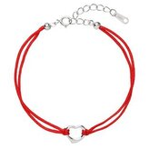 EG7237-R Červený náramek proti uhranutí stříbrné srdíčko - srdce
