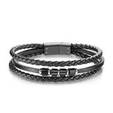 NR1225-20 Kožený náramek s černými komponenty, délka 20 cm