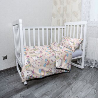 Dětské povlečení do postýlky Jednorožci: 130x90 / 40x60