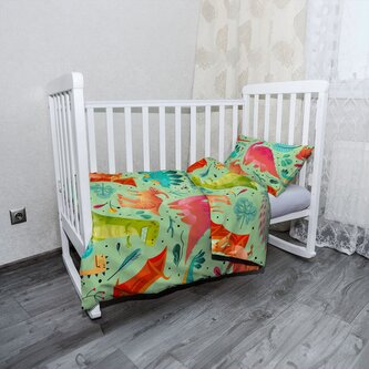 Dětské povlečení do postýlky Dinosauři v trávě: 100x135 / 40x60