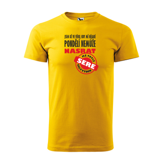 Tričko s potiskem Jsem už ve věku, kdy mě nějaké pondělí nemůže nasrat: žluté 4XL