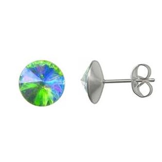 NZ003-ABPD Ocelové náušnice 8mm, AB PERIDOT