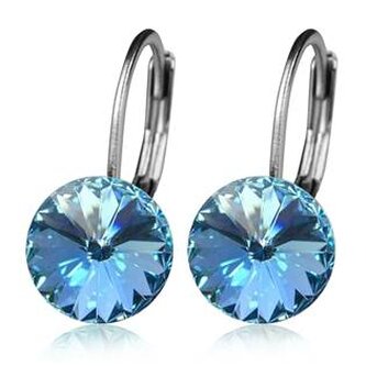 NBS08-AQ Ocelové náušnice s krystaly Swarovski® AQUAMARINE