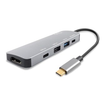 GoGen, USB hub HDMI, DC IN (PD), OUT 1x USB-A 3.0, 1x USB-A 2.0, 1x USB-C 2.0, kovový