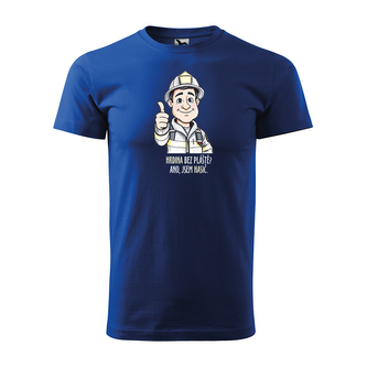 Tričko s potiskem pro hasiče Hrdina bez pláště? Ano, jsem hasič: modré L