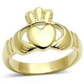 AL-0110-52 Zlacený ocelový prsten Claddagh