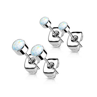 KM2020-03 Titanové náušnice s kulatým opálem