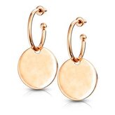 OPN1074-RD Zlacené ocelové náušnice kroužky s destičkou