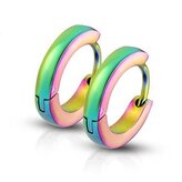 OPN1086-W Duhové ocelové náušnice - kroužky