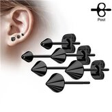 OPN1283-3 Ocelové náušnice - špičky černé