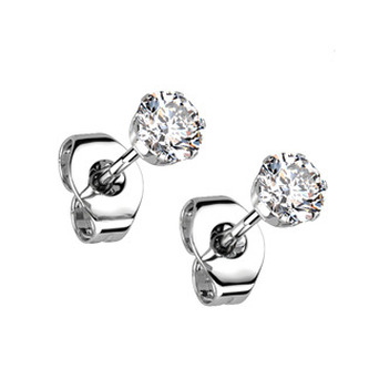 OPN1900-03 Ocelové náušnice - čiré zirkony 3 mm