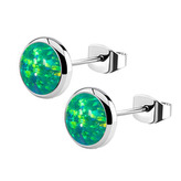 NB2-OP11 Ocelové náušnice s opálem 8 mm