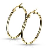 OPN1190-35 Zlacené ocelové náušnice - kruhy 35 mm