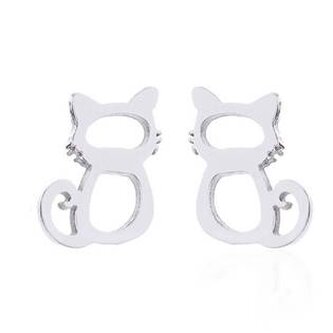 OPN1713-ST Ocelové náušnice kočičky - zvířátka