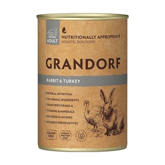 Grandorf konzerva pro psy Adult Králík a krocan 400g