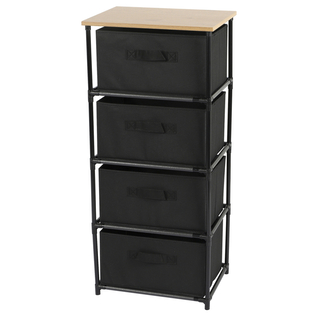 DOCHTMANN Regál s úložnými boxy černý 4 police 39x29,7x89cm