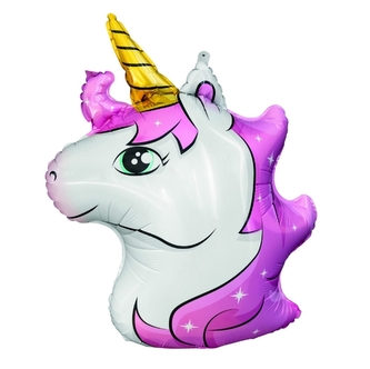 Fóliový balonek jednorožec s růžovou hřívou – 70 x 49 cm