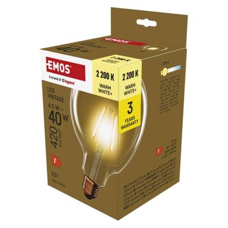 Emos LED žárovka Vintage G125 / E27 / 4,5 W (40 W) / 420 lm / teplá bílá