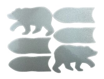 samolepky reflexní ShamanRacing set medvěd 6ks stříbrné