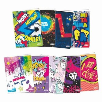 Sešit "Fantasy colours", A4+, linkovaný s okraji, 52+2 listů, funny pink, MITAMA 62167-90055