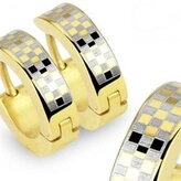 OPN1407 Ocelové náušnice - kroužky kostkované