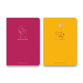 Náčrtník Shkolyaryk Muse Sketch & Note Colours - A5, čistý, 64 listů, červený a žlutý