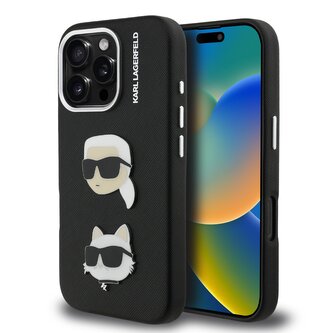 Karl Lagerfeld Grained PU K&CH Heads kryt iPhone 16 Pro Max černý
