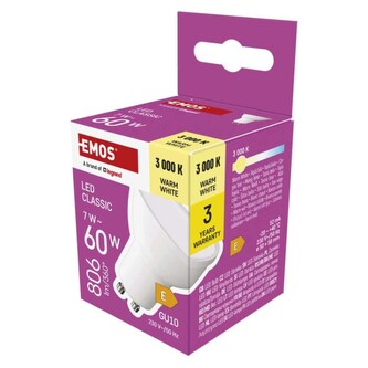 Emos LED žárovka Classic MR16 / GU10 / 7 W (60 W) / 806 lm / teplá bílá