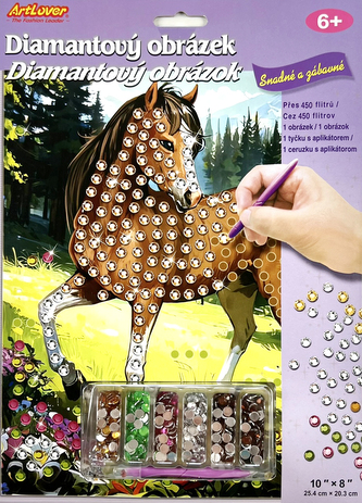 Diamantový obrázek - kůň s hnědou hřívou
