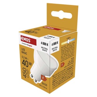 Emos LED žárovka Basic MR16 / GU10 / 5,2 W (40 W) / 450 lm / neutrální bílá