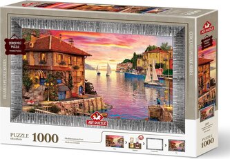 ART PUZZLE Puzzle s rámem a lepidlem 3v1 Středomořský přístav 1000 dílků